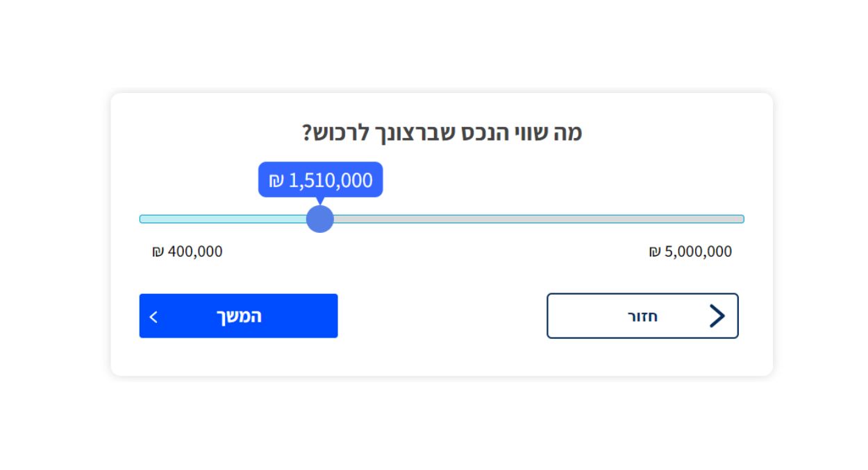 שאלון שלבים ליצירת לידים למשכנתאות - מהו שווי הנכס